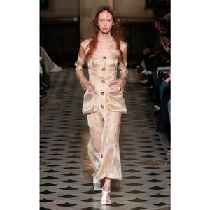 AWAKE Mode Asymmetric Off Shoulder Silk Organza Over Coat Size FR40/US8 $1525